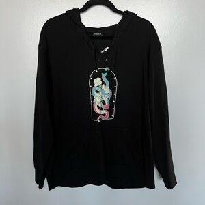 Torrid Black V-Neck Hoodie with Graphic Sz 2X NWT